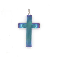 Wholesale Fashion Jewelry Ethnic Iridescent Hematite Cross Pendant with Toggle Clip